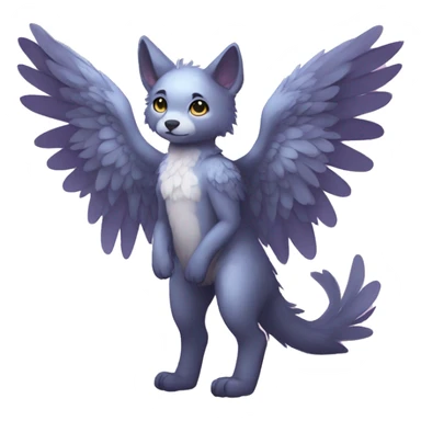 Anthro shy cute kawaii winged animal hybrid full body sticker