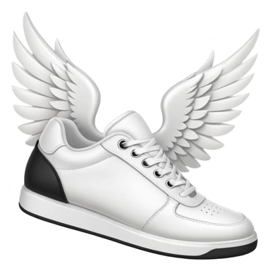 white sneaker with white wing, pointed slightly down sticker