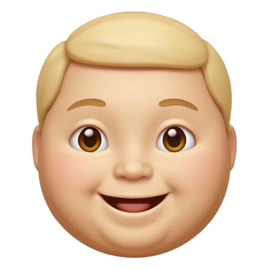 A 3D emoji in iOS emoji aesthetic style of a chubby person with round cheeks and a happy smile, soft and friendly expression, smooth glossy texture, minimal white background. sticker