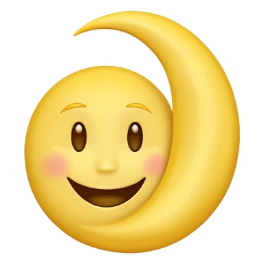 crescent moon with a happy face, simple, expressive sticker