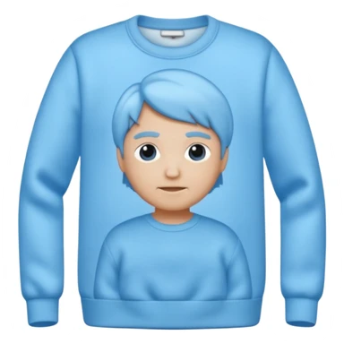 sky-blue sweater with light fabric folds and soft shading, casual style, Memoji-style rendering. sticker