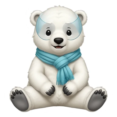full body polar bear with a scarf sitting sticker