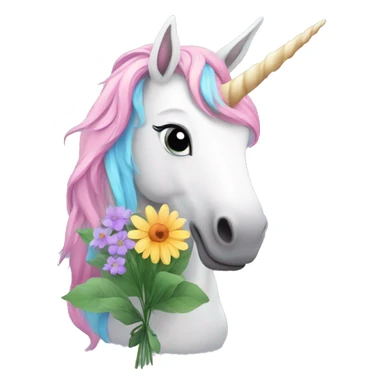unicorn holding flowers sticker