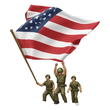 Raising the flag on Iwo Jima civilian with red shirt sticker