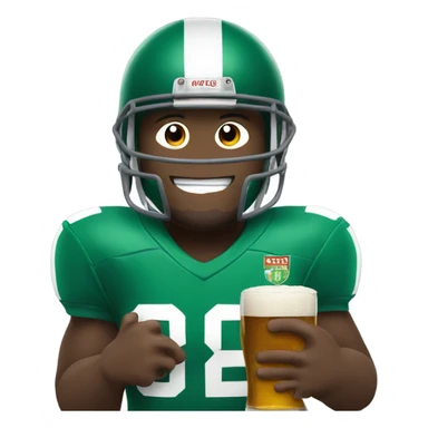 Football player with beer sticker