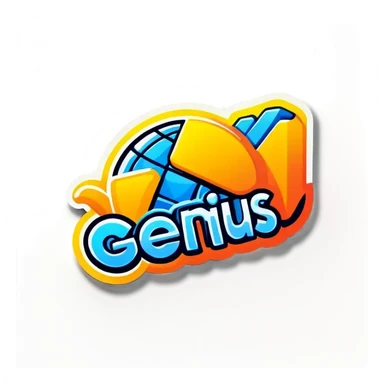 logo para una aplicación que se llama "Net Genius" usa el nombre de la aplicación para crear el logo sticker
