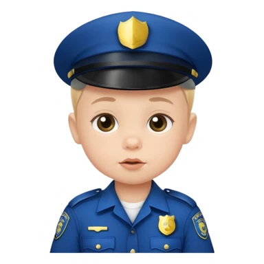 baby in police dress without cap sticker