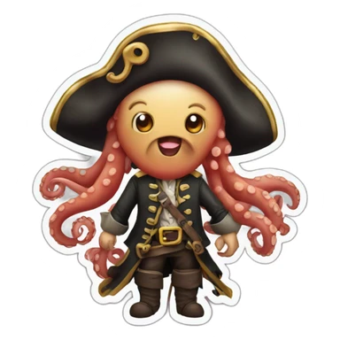 pirate cute octopus sticker sticker