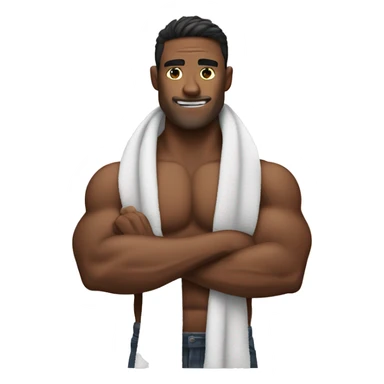 muscular men with a towel around his neck sticker