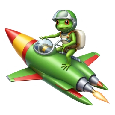 Frog riding a rocket ship  sticker