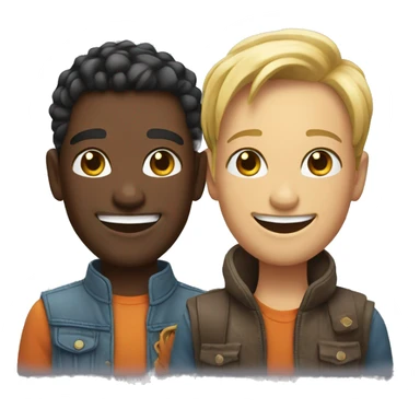 cheerful duo with stylish smiles sticker