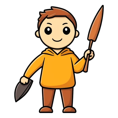 A wood person holding a bat sticker