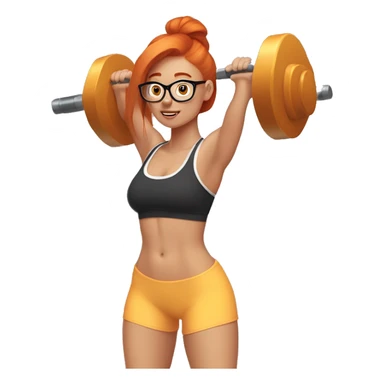 Ginger hair girl with eyeglasses and aesthetic gym outfit pumping her booty with weights  sticker