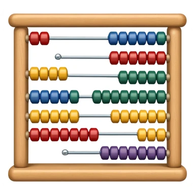 Generate 6 unique emoji-style icons of different abacus designs showing counting beads, wooden frames, and educational math tools. sticker