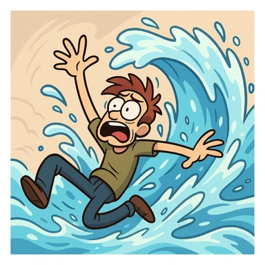 flowing water, stylized as a cartoon, with exaggerated motion sticker