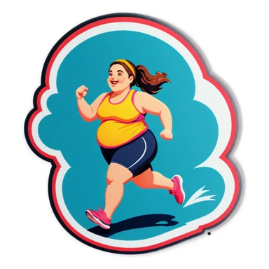 Fat girl running  sticker