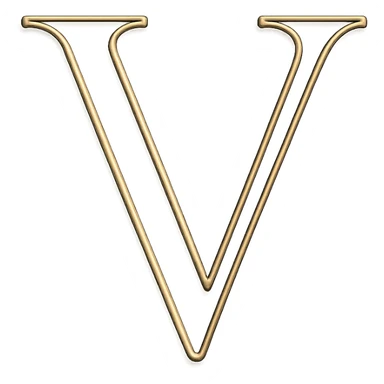 letter V with gold outline sticker