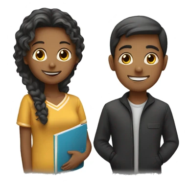 2 male and 1 female student sticker