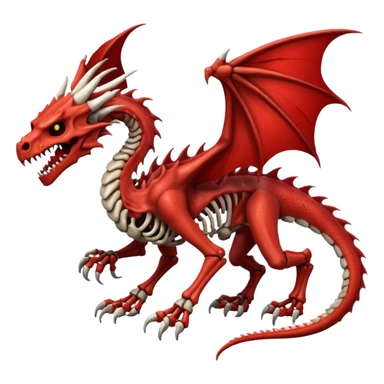  skeletal skeleton bone dragon with blood markings sticker