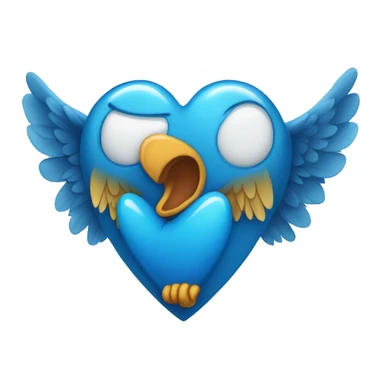 blue heart with wings sticker