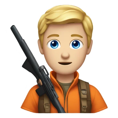 White Boy with blue eyes who hunts with shotgun orange vest sticker
