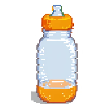 baby bottle with orange lid sticker