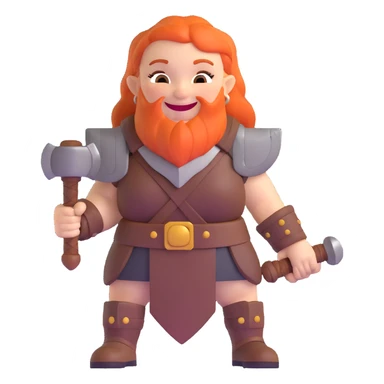 laughing female dwarf warrior from Lineage 2 with battle hammer sticker