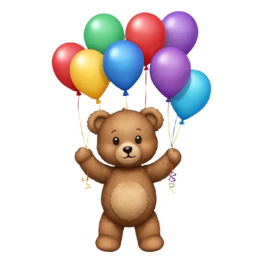 teddy bear holding balloons, birthday, cute, fluffy sticker