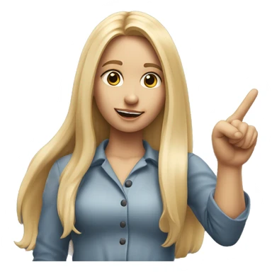 Blonde women with LONG HAIR, POINTING YOU FORWARD with her HAND with INDEX FINGER, Hyper Realistic sticker