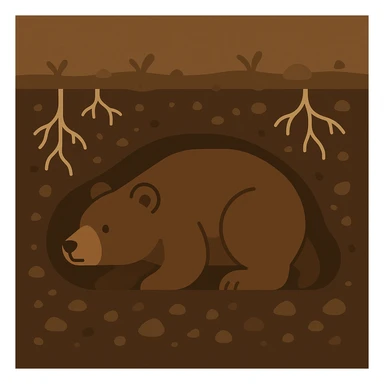 Flat design style brown bear under ground sticker