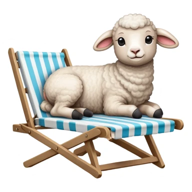 Lamb lying beside beach on chair sticker