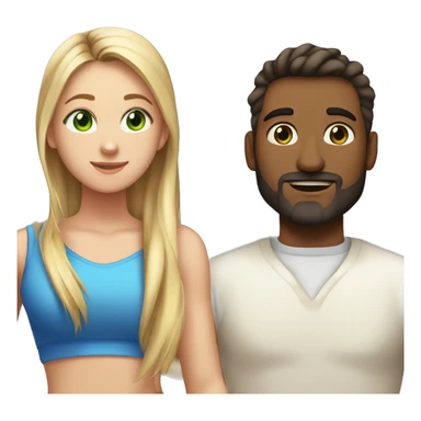 left a young woman with straight Brown hair in a ponytail, sportive figure, sunkissed skin, Green eyes an right a taller man who is standing Next to her, blonde straight hair in a ponytail, blue eyes, 3 days beard, sunkissed skin sticker