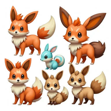 Meloetta-Flareon-Furret-Linoone-Eevee-Pokémon-Fakémon-creature sticker