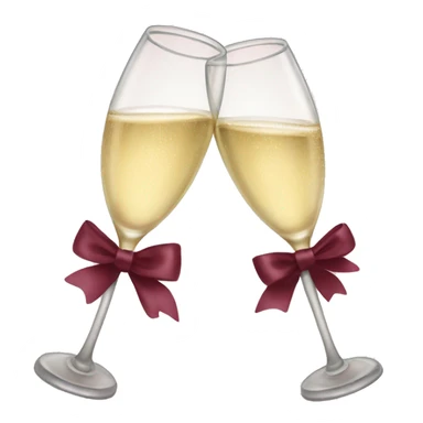 Two glasses of champagne cheering with burgundy bows sticker