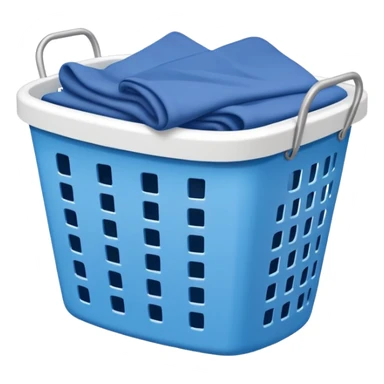 white LAUNDRY BASKET WITH FOLDED blue CLOTHES sticker