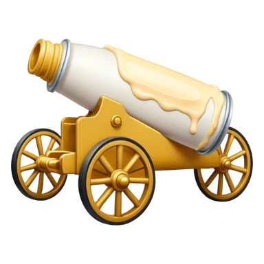 Cannon on wheels that has some mayonnaise dropping out of the opening sticker