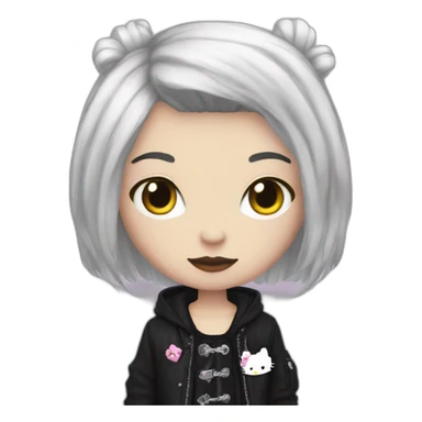Goth with a hello kitty shirt sticker