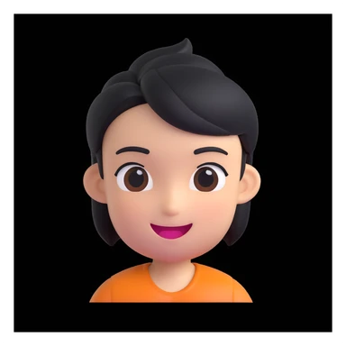 Mii-style avatar, winking, playful pose, plain background sticker