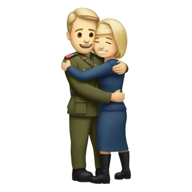 military man and Canadian wife hug sticker