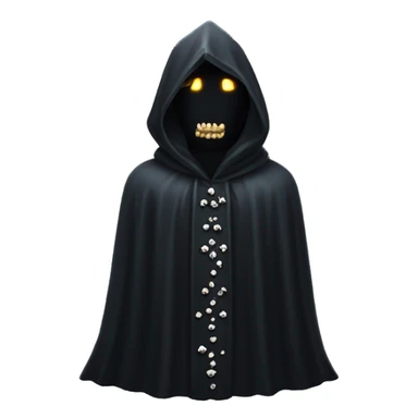 empty black crystal magical robes covered with tiny skulls sticker