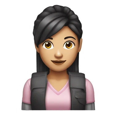  haired dark hair light skin girl playing nintendo ds sticker