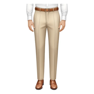 beige dress pants with only white vertical stripes, no horizontal lines, formal trousers with cuffed hem, pinstripe pattern, no grid or checks, isolated garment only sticker