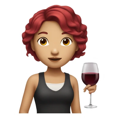 asian girl with wine red hair  sticker