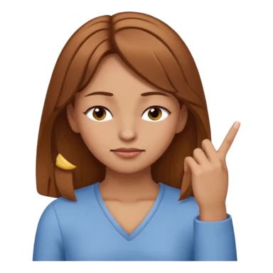 White but tan person with lightish brown hair girl has eyes lightly closed and index and middle fingers held on the temples of the forehead has if she is thinking and knows and sort of smirking sticker
