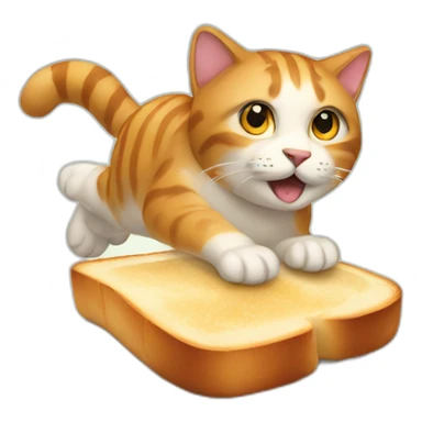 large cat flying on a piece of toast sticker
