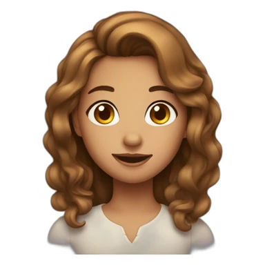 girl, with hair, a little wavy and long, a little tanned, brown eyes. sticker
