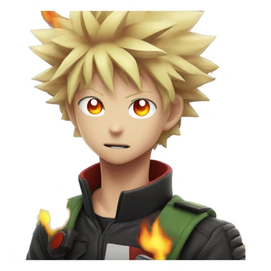 anime Bakugou Katsuki with fire  sticker