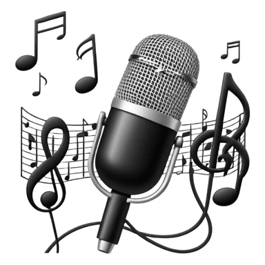 R&B music songlist icon with microphone and musical notes sticker