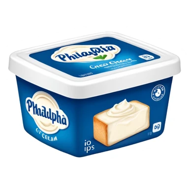 a block of PHILADELPHIA Cream Cheese with the packaging sticker