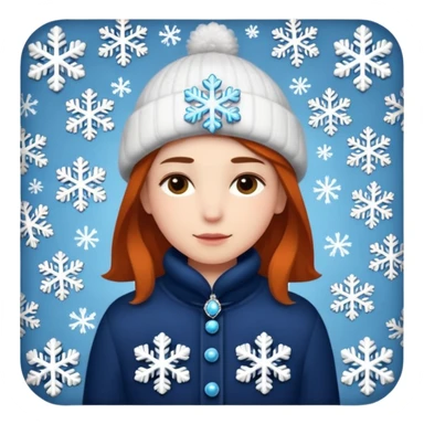 Fantasy human emoji portrait, small winter brooch or snowflake pin on clothing, festive but restrained design, cozy winter mood, flat emoji style, male/female variant
 sticker